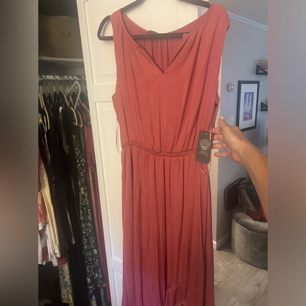 Vince Camuto Blush colored silk blend midi dress size L
